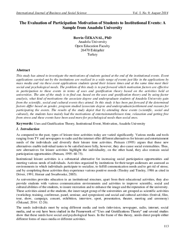(PDF) The Evaluation of Participation Motivation of Students to ...