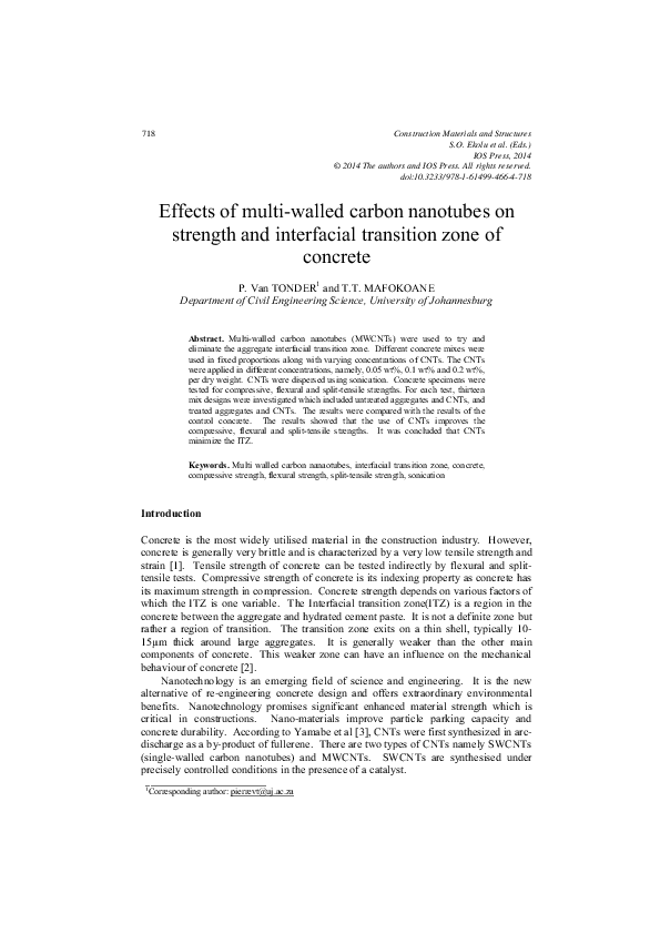 (PDF) Effects of multi-walled carbon nanotubes on strength and ...