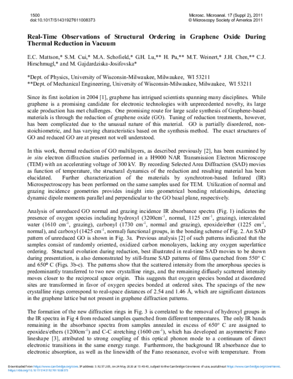 (PDF) Real-Time Observations of Structural Ordering in Graphene Oxide ...