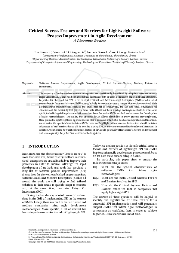 (PDF) Critical Success Factors and Barriers for Lightweight Software ...