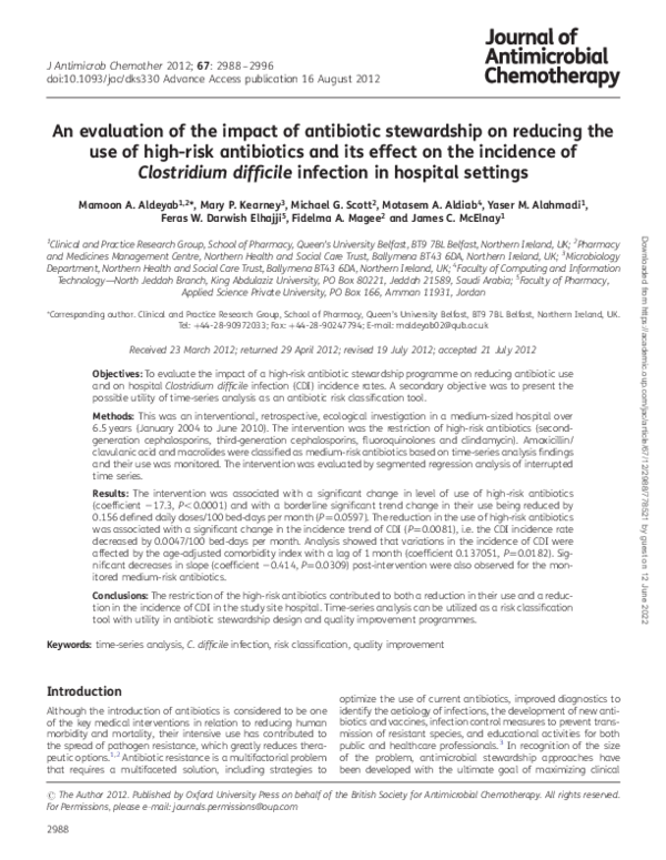 (PDF) An evaluation of the impact of antibiotic stewardship on reducing ...