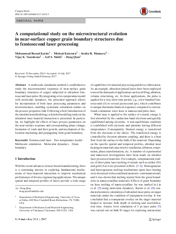 (PDF) A computational study on the microstructural evolution in near ...