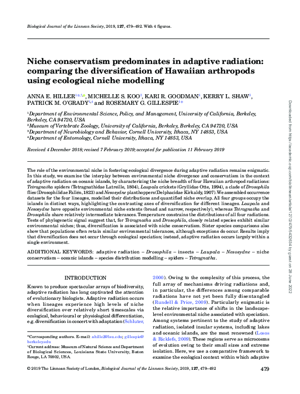 (PDF) Niche conservatism predominates in adaptive radiation: comparing ...
