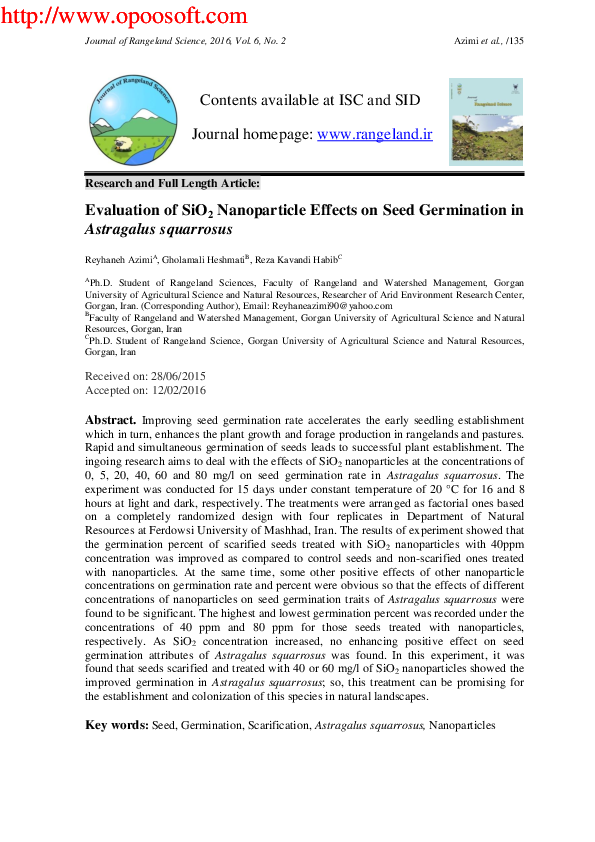 (PDF) Evaluation of SiO2 Nanoparticles Effects on Seed Germination in ...