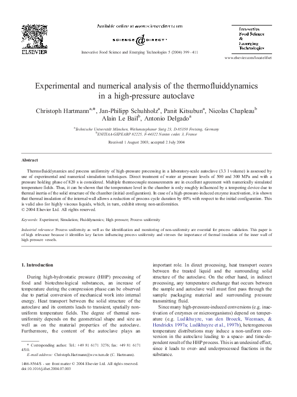 (PDF) Experimental and numerical analysis of the thermofluiddynamics in ...