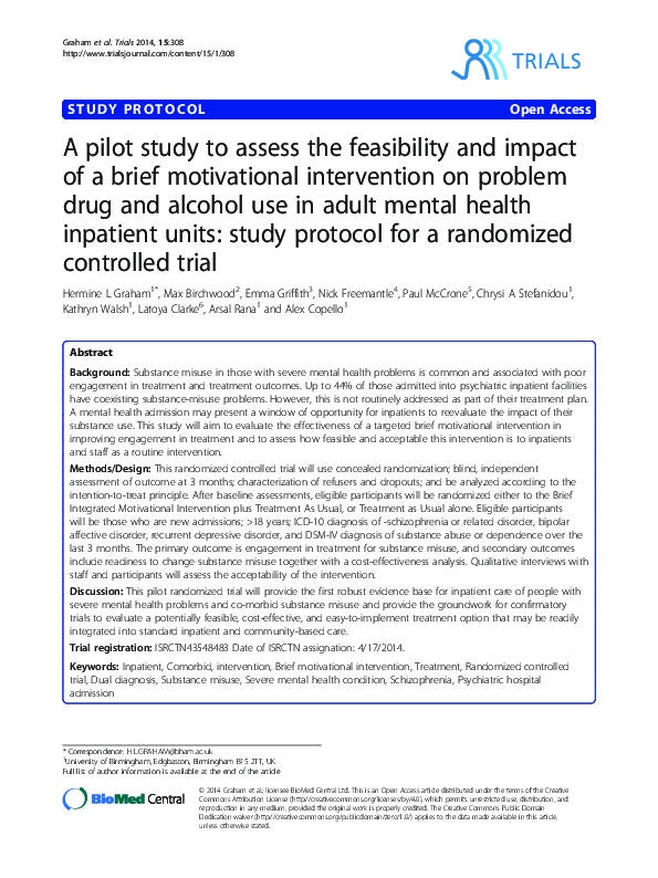 (PDF) A pilot study to assess the feasibility and impact of a brief ...