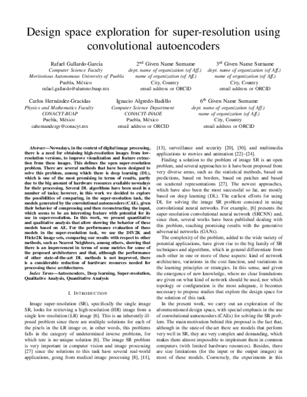 (PDF) Design space exploration for super-resolution using convolutional ...