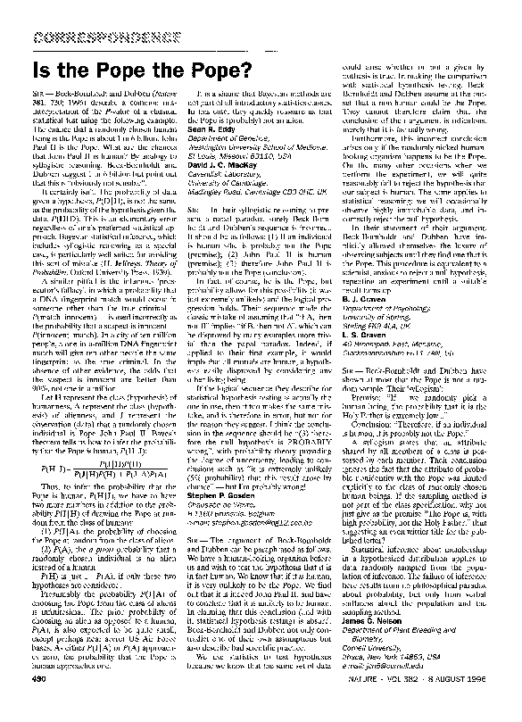 (PDF) Is the Pope the Pope?