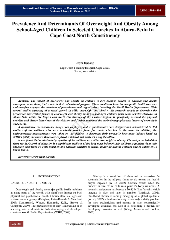 (PDF) Prevalence And Determinants Of Overweight And Obesity Among ...