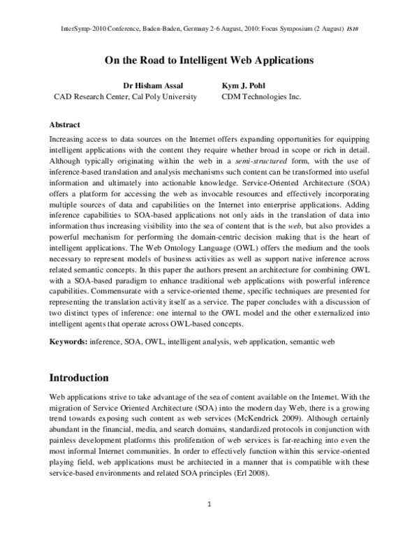 (PDF) On the Road to Intelligent Web Applications