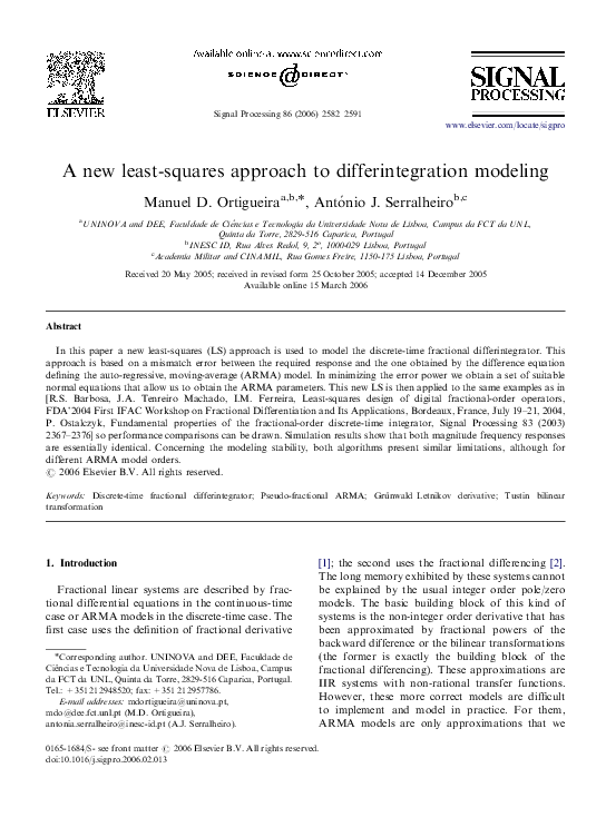 (PDF) A new least-squares approach to differintegration modeling ...