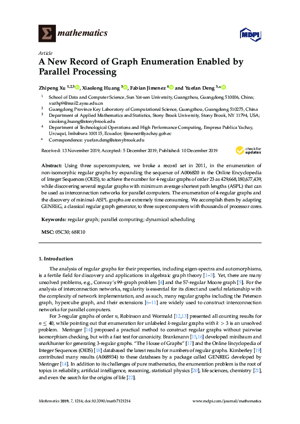(PDF) A New Record of Graph Enumeration Enabled by Parallel Processing