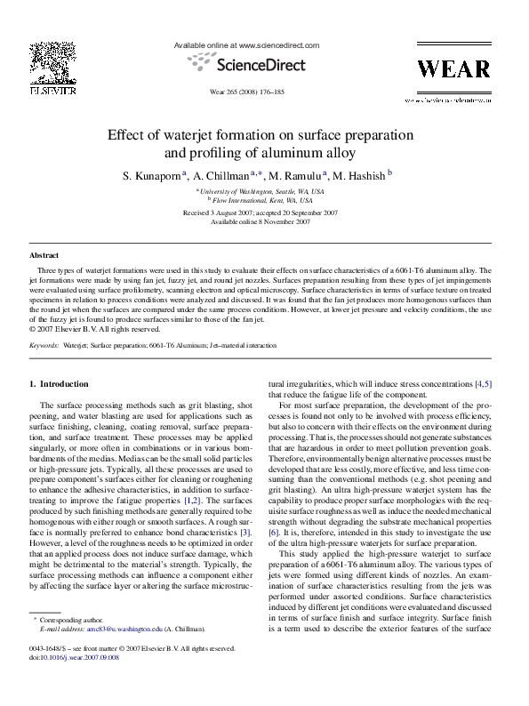(PDF) Effect of waterjet formation on surface preparation and profiling ...