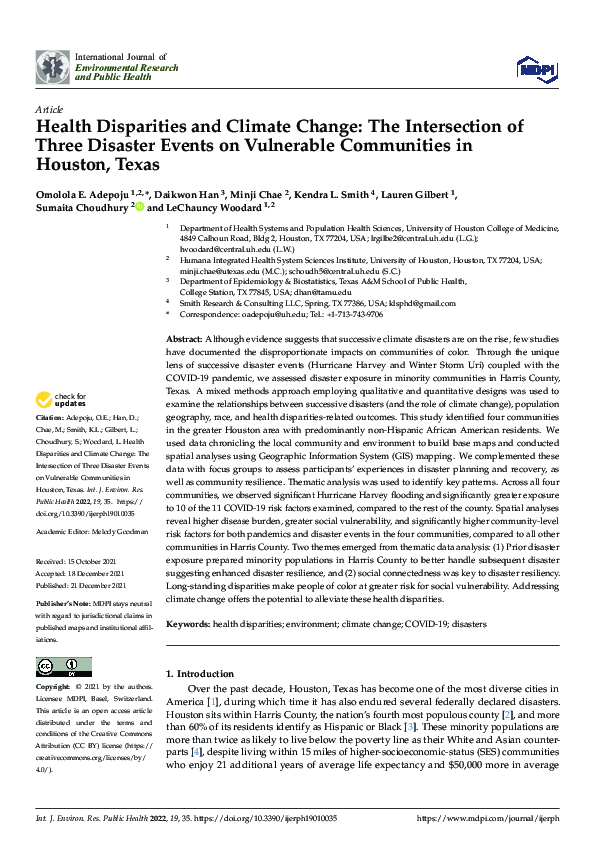 (PDF) Health Disparities and Climate Change: The Intersection of Three ...