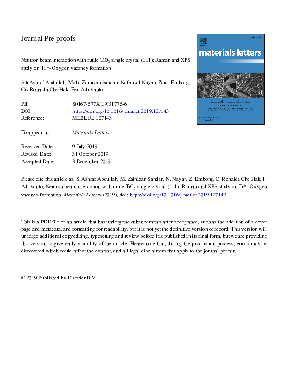 (PDF) Neutron beam interaction with rutile TiO2 single crystal (1 1 1 ...