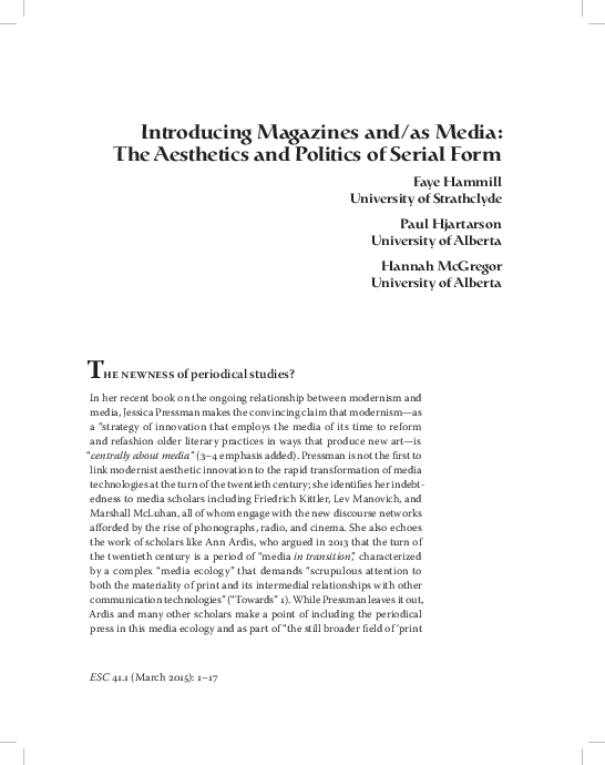 (PDF) Introducing Magazines and/as Media: The Aesthetics and Politics ...