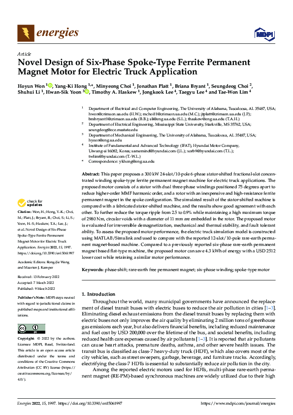 (PDF) Novel Design of Six-Phase Spoke-Type Ferrite Permanent Magnet ...