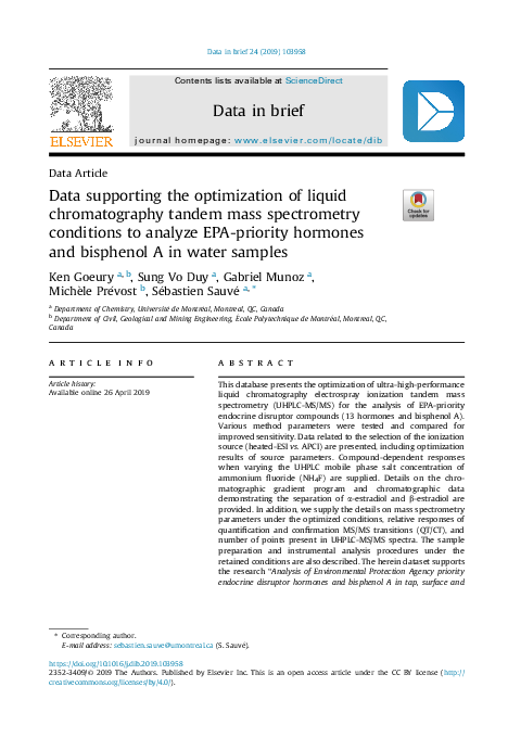 (PDF) Data supporting the optimization of liquid chromatography tandem ...
