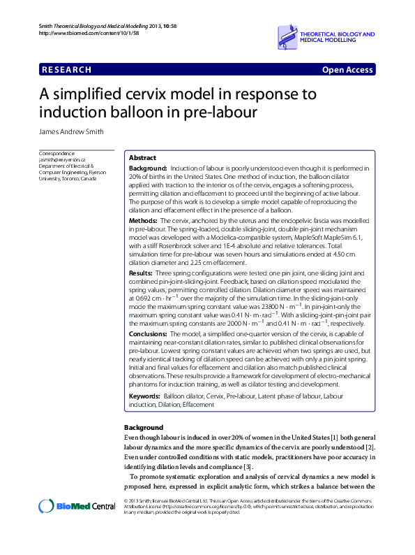 (PDF) A simplified cervix model in response to induction balloon in pre