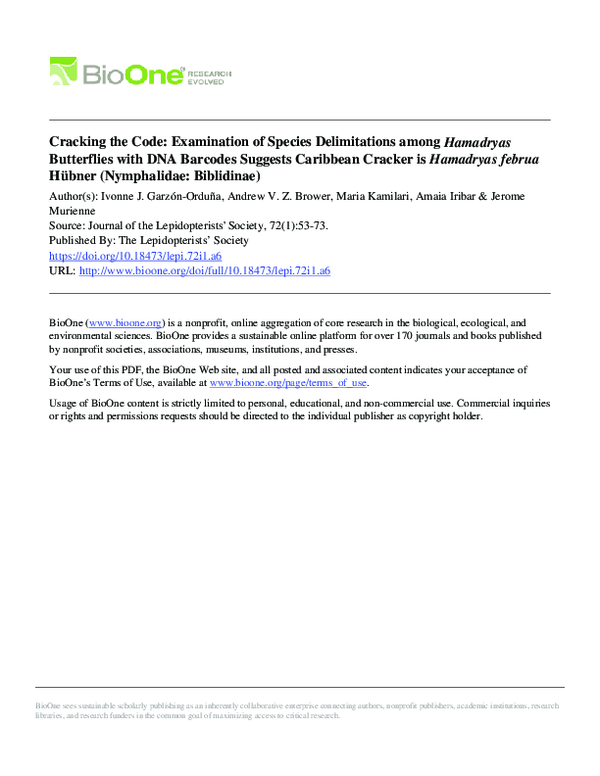(PDF) Cracking the Code: Examination of Species Delimitations ...
