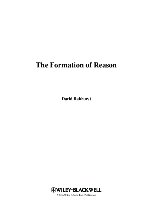 (PDF) The Formation of Reason