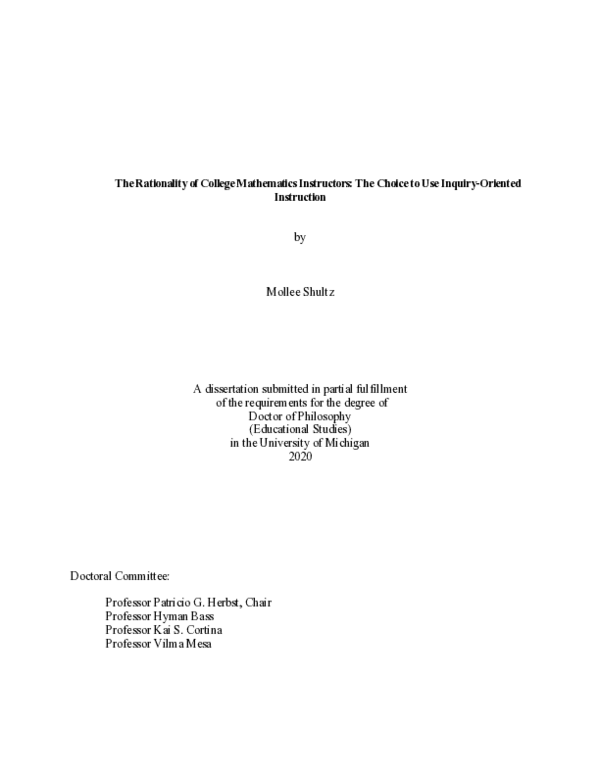 (PDF) The Rationality of College Mathematics Instructors: The Choice to ...