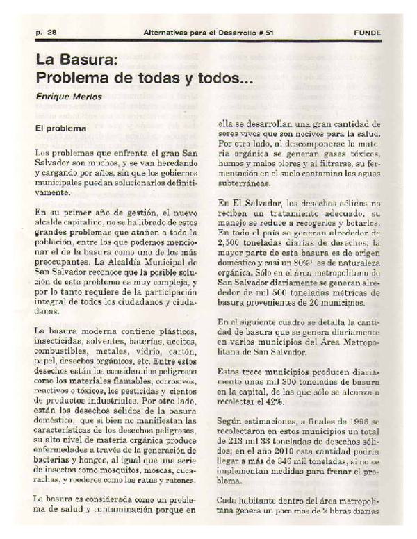 (PDF) La basura : problema de todas y todos