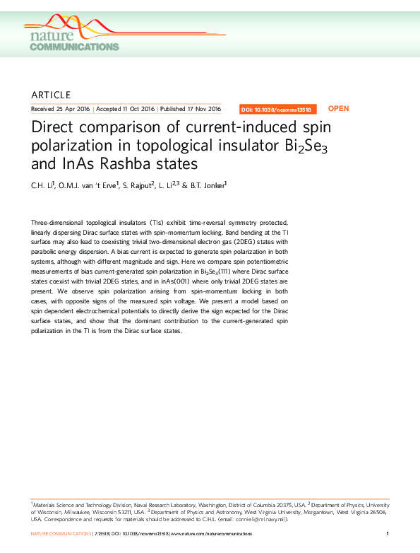 (PDF) Direct comparison of current-induced spin polarization in ...
