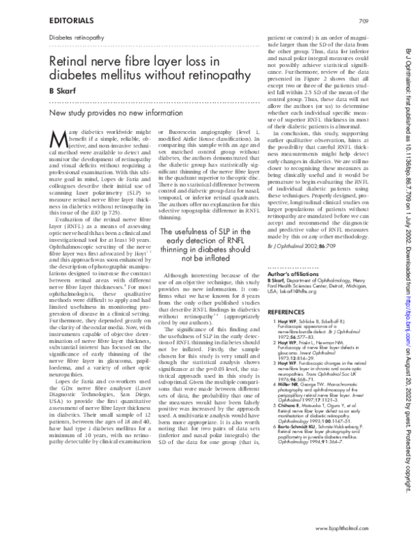 (PDF) Retinal nerve fibre layer loss in diabetes mellitus without ...