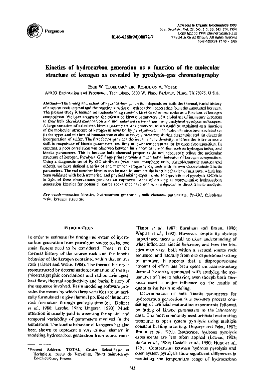 (PDF) of hydrocarbon generation as a function of the molecular