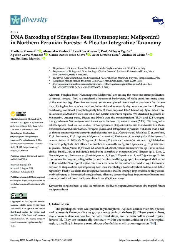 (PDF) DNA Barcoding of Stingless Bees (Hymenoptera: Meliponini) in ...