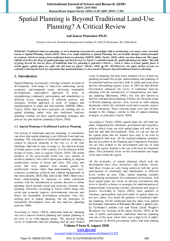 (PDF) Spatial Planning is Beyond Traditional LandUse Planning? A