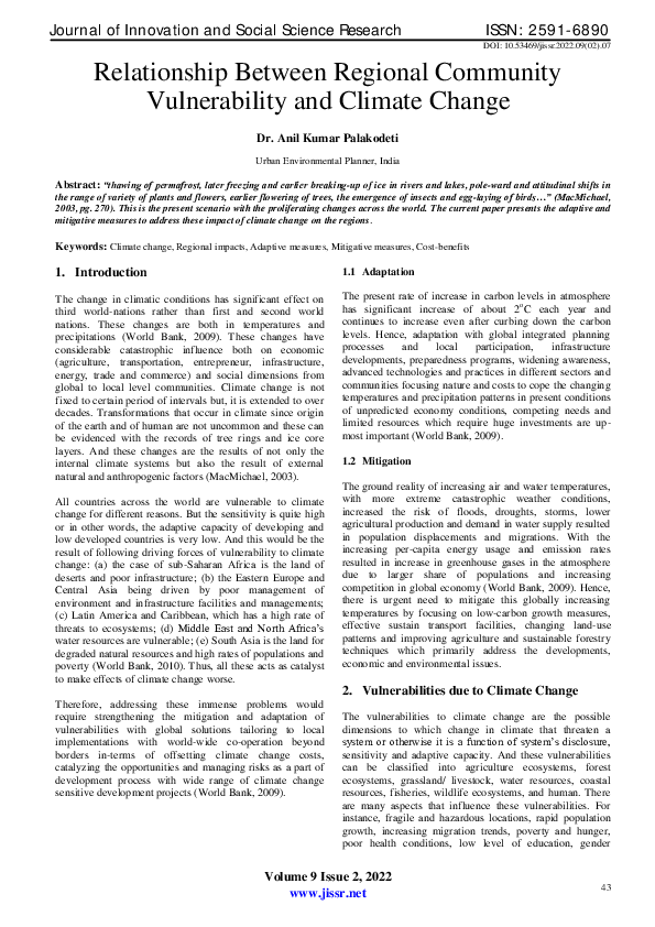 (PDF) Relationship Between Regional Community Vulnerability and Climate ...