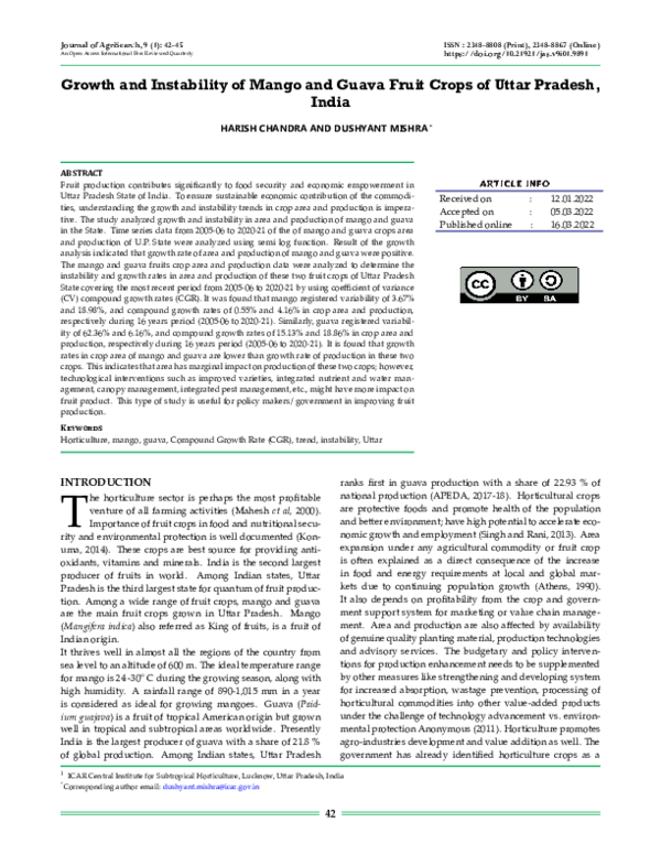 (PDF) Growth and Instability of Mango and Guava Fruit Crops of Uttar ...