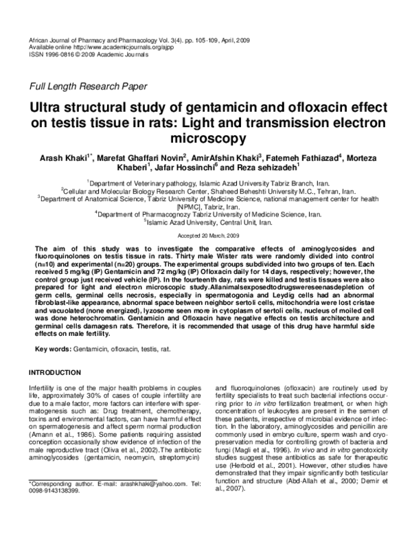 (PDF) Ultra Structural Study of Gentamicin and Ofloxacin Effect on ...