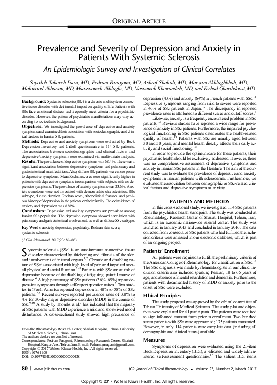 (PDF) Prevalence and severity of depression and anxiety in patients ...