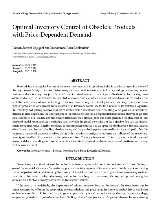 (PDF) Optimal Inventory Control of Obsolete Products with Price ...