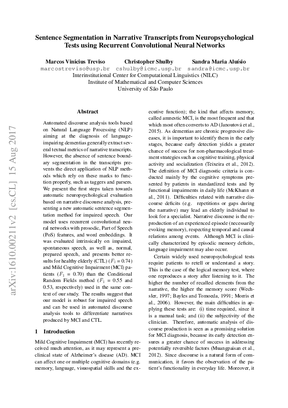 (PDF) Sentence Segmentation in Narrative Transcripts from ...