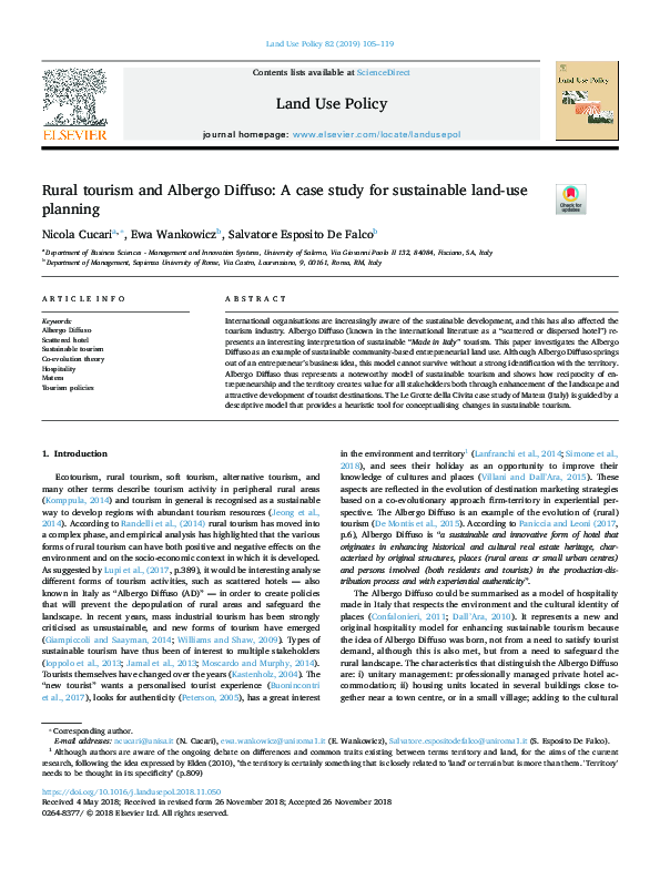 (PDF) Rural tourism and Albergo Diffuso: A case study for sustainable ...