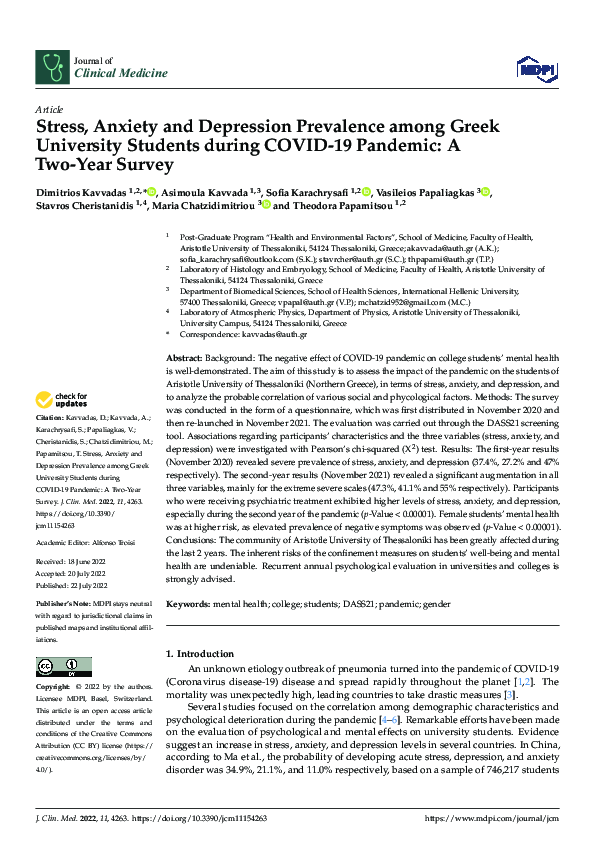 (PDF) Stress, Anxiety and Depression Prevalence among Greek University ...