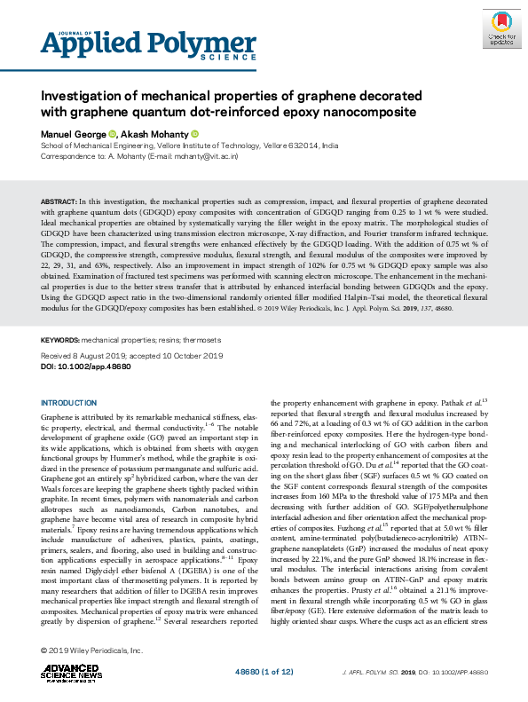 (PDF) Investigation of Mechanical Properties of Graphene and Reduced ...