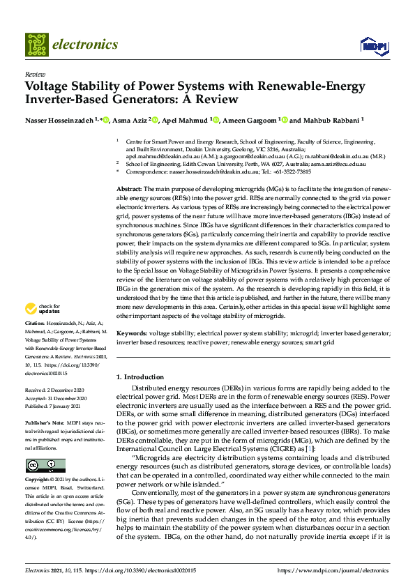 (PDF) Voltage Stability of Power Systems with Renewable-Energy Inverter ...