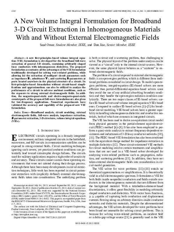 (PDF) A New Volume Integral Formulation for Broadband 3-D Circuit ...