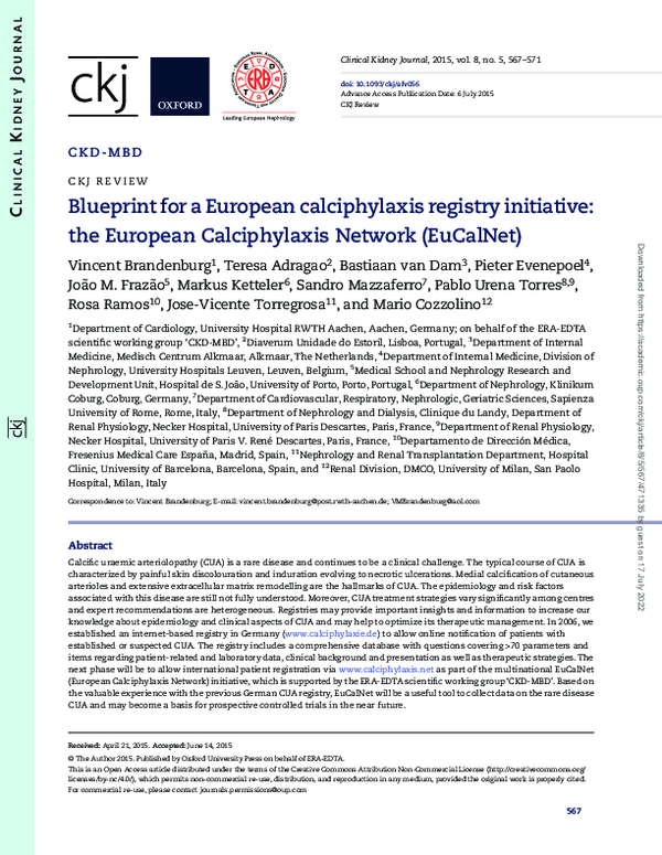 (PDF) Blueprint for a European calciphylaxis registry initiative: the ...