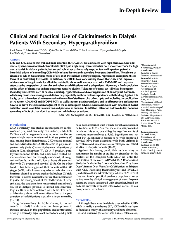 (PDF) Clinical and Practical Use of Calcimimetics in Dialysis Patients ...