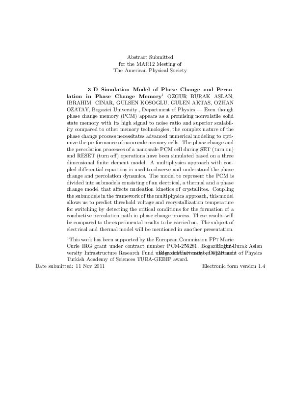 (PDF) 3-D Simulation Model of Phase Change and Percolation in Phase ...