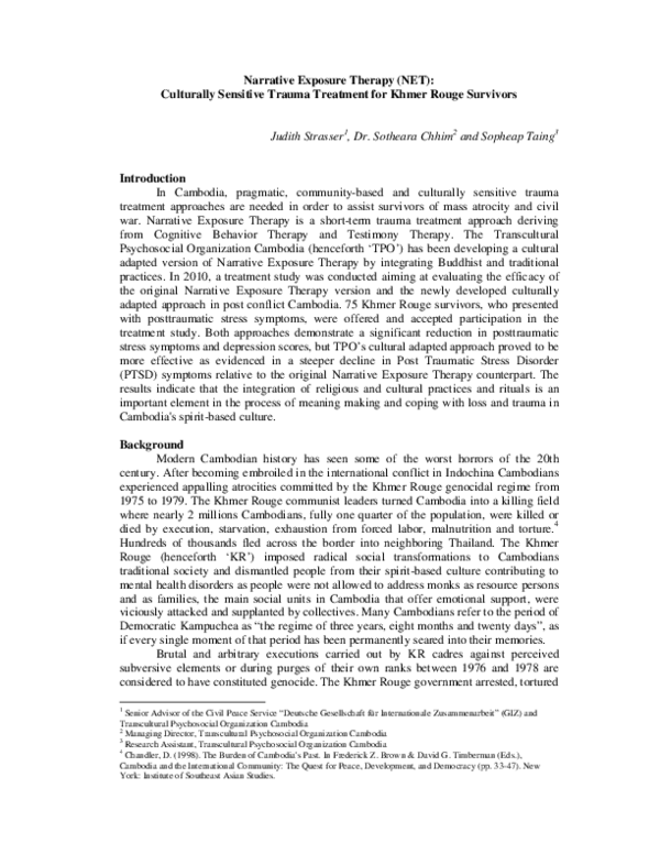(PDF) Narrative Exposure Therapy (NET): Culturally Sensitive Trauma ...