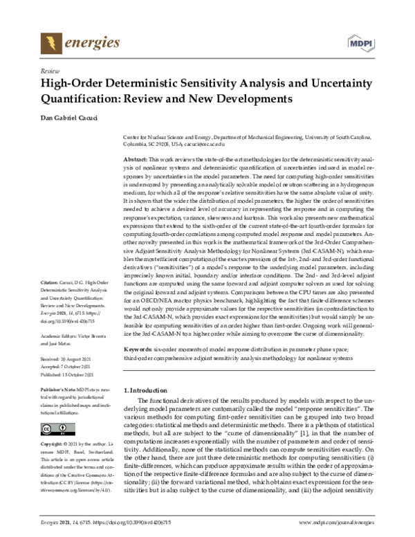 (PDF) High-Order Deterministic Sensitivity Analysis and Uncertainty ...