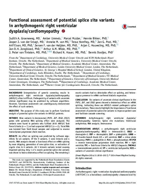 (PDF) Functional assessment of potential splice site variants in ...