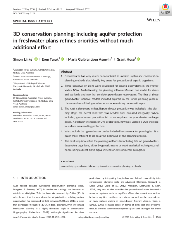 (PDF) 3D conservation planning: Including aquifer protection in ...